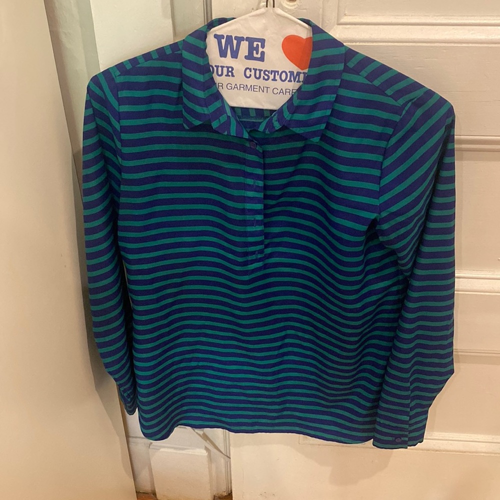 Button down shirt- blue/green stripes
